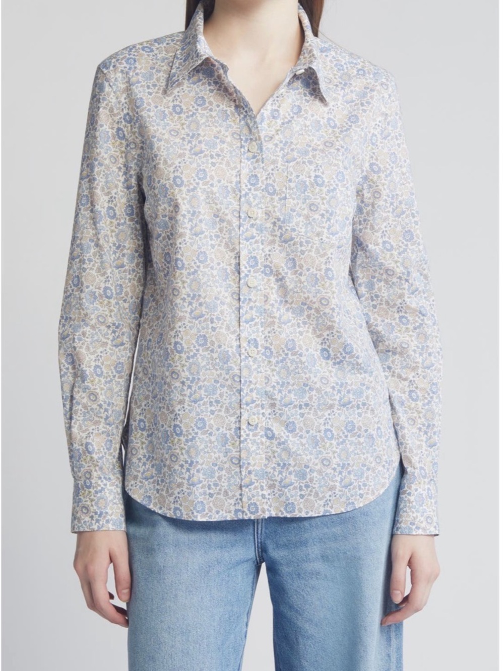 Liberty of London Women's Button-Down Shirt in Light Blue Floral